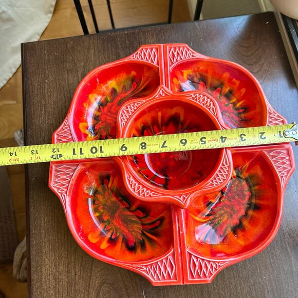 Vintage 1960s California originals 755 759 appetizer chip dip tray orange - Picture 10 of 11